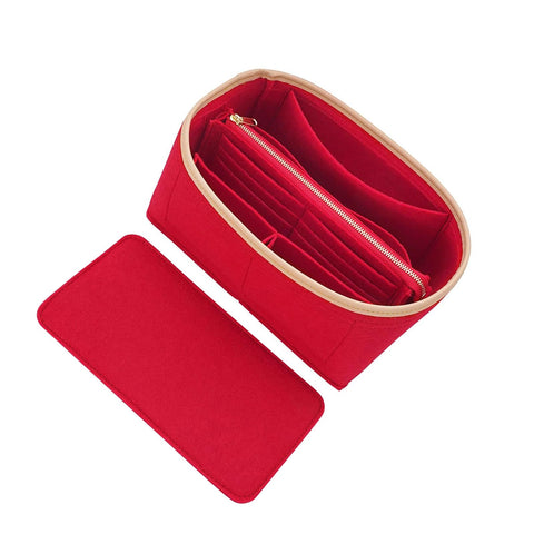 LOUKAYCCI Purse Organizer & Base Shaper fit Speedy 25 & Neverfull PM,ONTHEGO,Noe and More,Felt Bag Organizer Insert for Handbags with Metal Zipper [Bag in Bag] (Medium, Red)