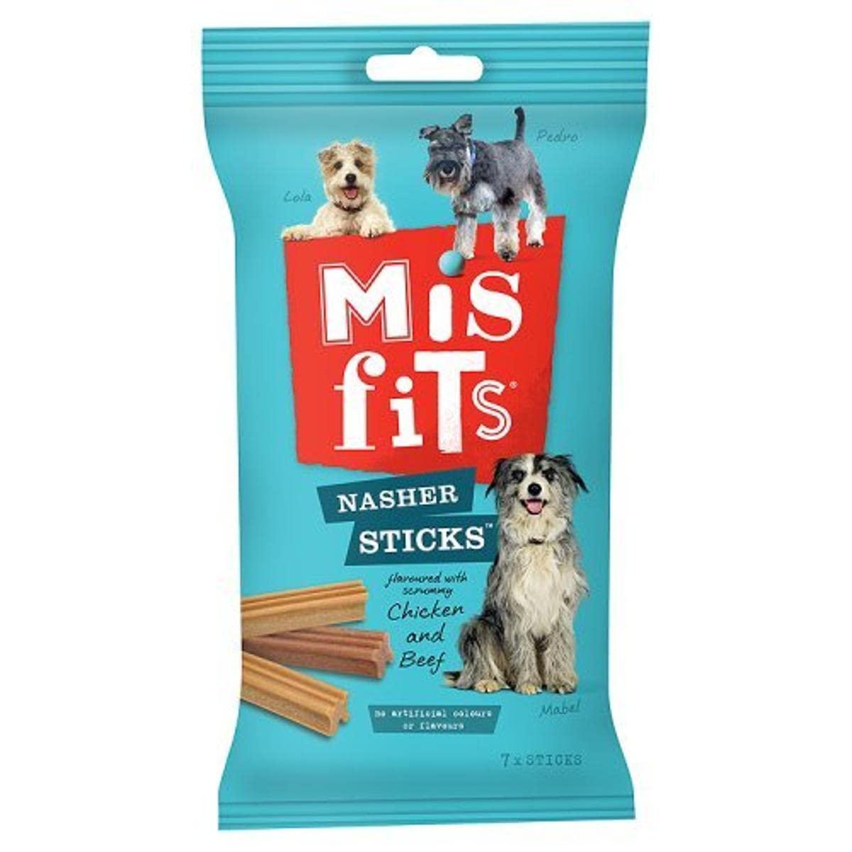 Misfits Nasher Treats Sticks for Dogs, Chicken and Beef, 175g