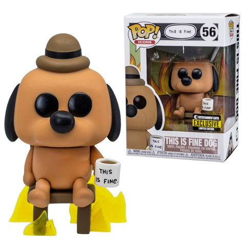 Funko This is Fine Dog w/Coffee + Protector: Entertainment Earth Exclusive Pop! Icons (Bundled with ToyBop Box Protector Collector Case) #56/52851 EE