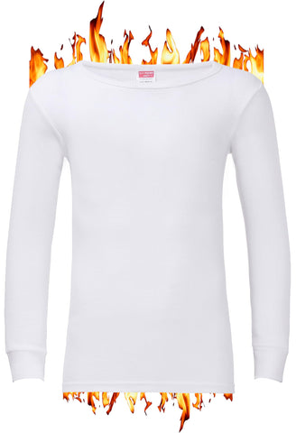 ZRWASKA® Mens Thermal Underwear Sets Long Sleeve Top, T-Shirt Vest & Long Johns Trousers, Tops & Bottoms, Warm Underlayer Winter Thermals Men Set Base Layer White, Size Medium