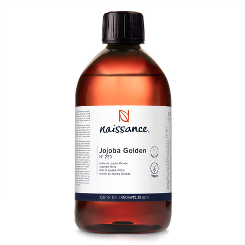 Naissance Golden Jojoba Oil (no. 233) - 450ml - for Skin, Face, Beard, Nails, Hair, Body, Scalp - Massage, Aromatherapy, Natural DIY Beauty