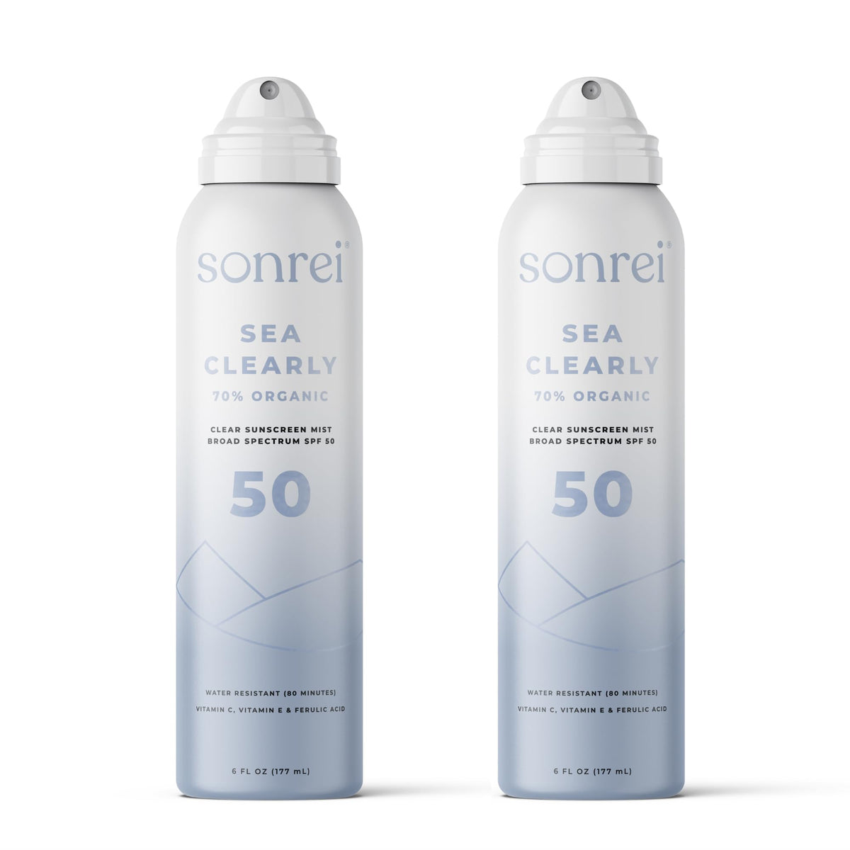 Sonrei Sea ClearlyÃƒÆ’Ã†â€™ÃƒÂ¢Ã¢â€šÂ¬Ã…Â¡ÃƒÆ’Ã¢â‚¬Å¡Ãƒâ€šÃ‚Â® Organic Mist Sunscreen | SPF 50, Broad Spectrum, Water-Resistant | Vegan, Reef Safe, Non-Greasy | Ideal for Face & Body | 6 Fl Oz (Pack of 2)