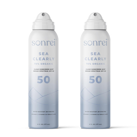 Sonrei Sea ClearlyÃƒÆ’Ã†â€™ÃƒÂ¢Ã¢â€šÂ¬Ã…Â¡ÃƒÆ’Ã¢â‚¬Å¡Ãƒâ€šÃ‚Â® Organic Mist Sunscreen | SPF 50, Broad Spectrum, Water-Resistant | Vegan, Reef Safe, Non-Greasy | Ideal for Face & Body | 6 Fl Oz (Pack of 2)
