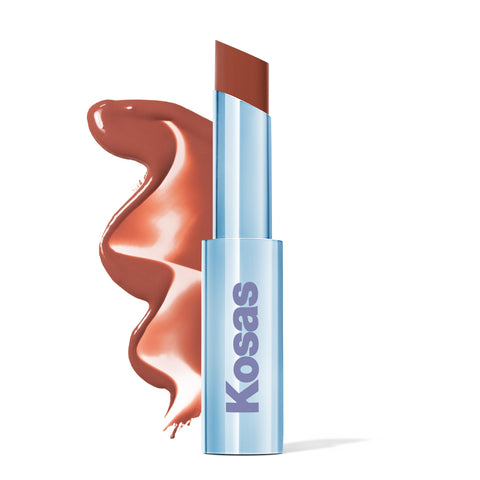 Kosas Wet Stick Moisturizing Shiny Sheer Lipstick with Ceramides, Hyaluronic acid, Peptides and Mango Butter - Soothes, Softens, and Moisturizes Lips - Island High