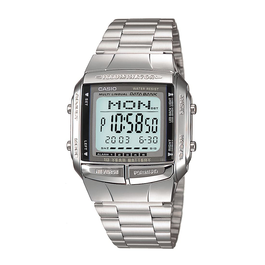 Casio Unisex Digital Quartz Watch with Stainless Steel Strap DB27