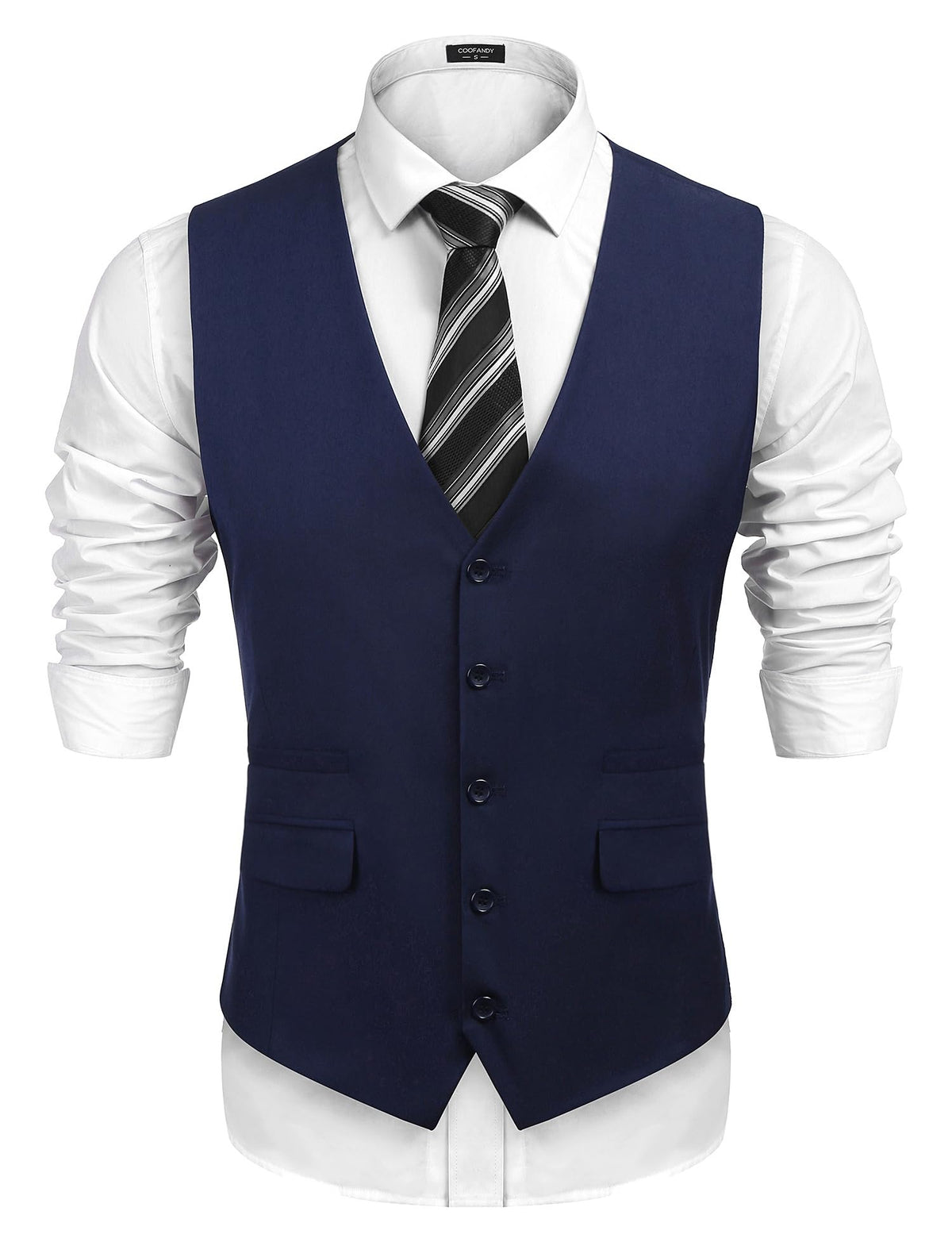 COOFANDY Men's Suit Vest Slim Fit Formal Dress Vest Wedding Waistcoat Vest(XXX-Large, Navy Blue)