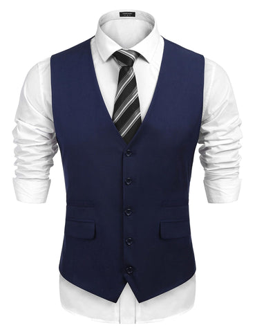 COOFANDY Men's Suit Vest Slim Fit Formal Dress Vest Wedding Waistcoat Vest(XXX-Large, Navy Blue)