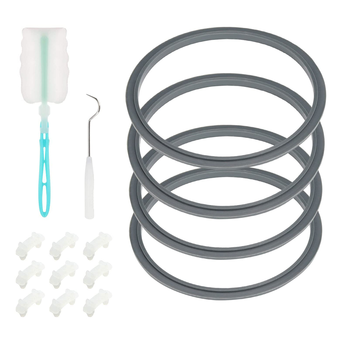 Blender Replacement Parts Grey Rubber Gaskets O Ring for NutriBullet 600w 900w including Shock Pad and Gear (14 Pieces)