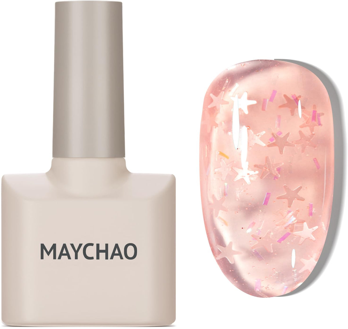 MAYCHAO Jelly Gel Nail Polish -15ML Sheer Pink Jelly Gel Polish Soak Off UV LED Nude Star Pink Nail Polish for DIY Manicure Home Salon Nail Art