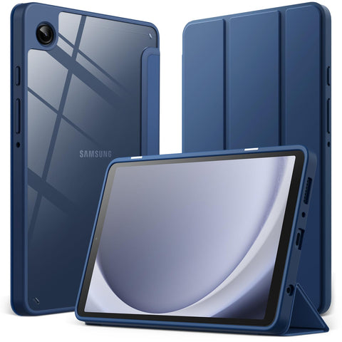 JETech Case for Samsung Galaxy Tab A9 8.7-Inch 2023, Clear Transparent Hard PC Back, Protective Tri-Fold Stand Slim Tablet Cover (Navy)