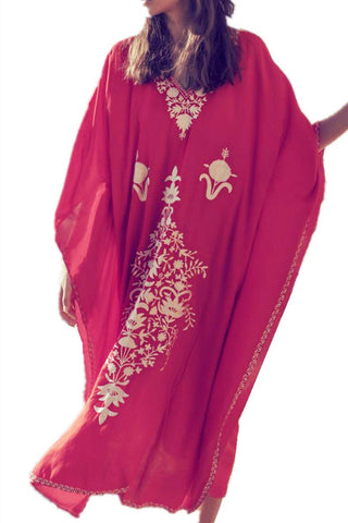 YouKD Wemon's Summer Long Kaftan Maxi Dress Bohemian Swimsuit Beach Cover Up Robes Red