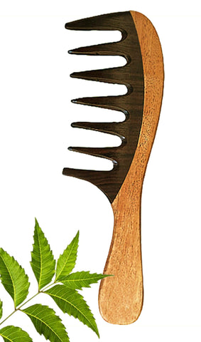 Rufiys Neem Wooden Hair Comb for Women & Men | Hair Growth | Dandruff Remover | Curly Hair Neem Wood Wide Tooth for Detangler