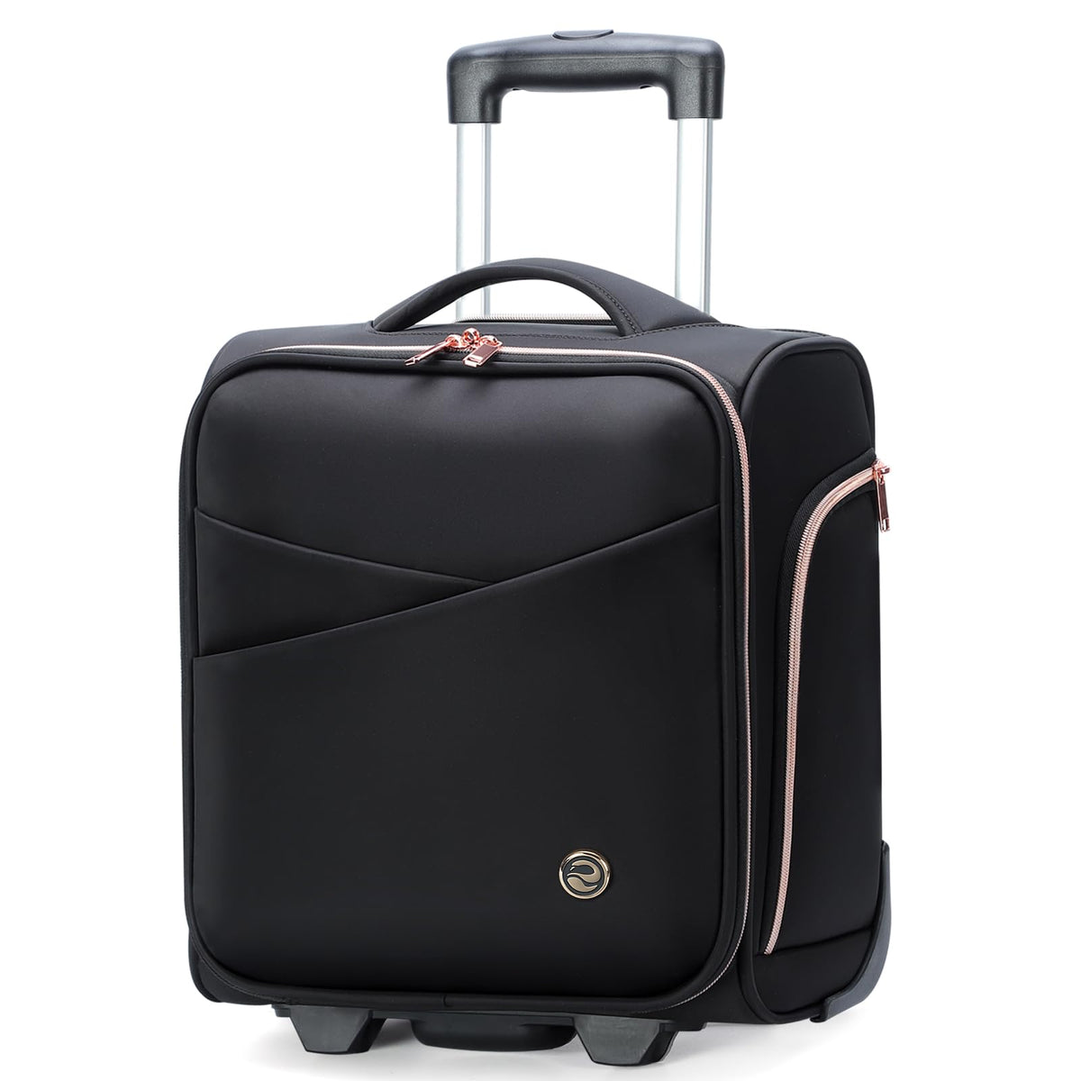 Lekespring Laptop Trolley Business Holds up to 14 Inch Laptop Briefcase with Wheels, Nylon Water-Repellent Rolling Briefcase Travel Suitcase Hand Luggage for Travel/Business, Black, black, M
