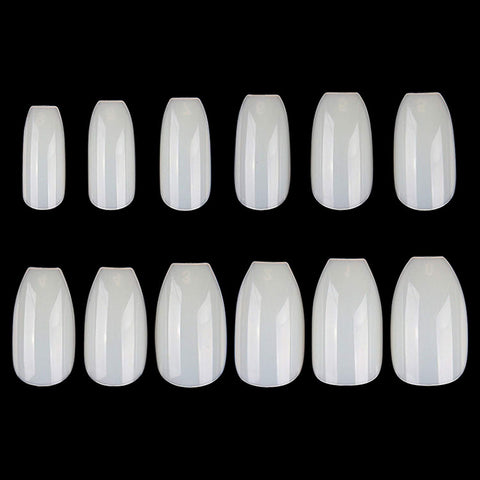 YIMART Coffin Fake Nails 500pcs Ballerina Acrylic Nails Full Cover Ballet Shape Artificial False Nail Tips For Decoration Nails Salon (Natural Coffin)