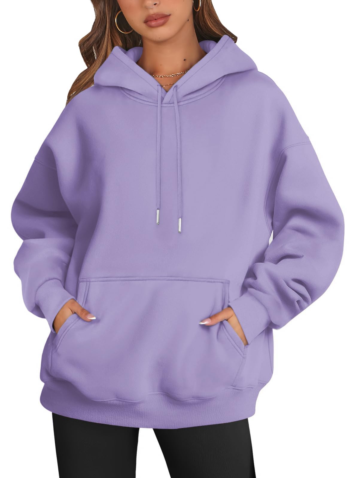 ATHMILE Womens Crewneck Sweatshirts Pullover Cute Oversized Y2k Fall Airport Outfits 2024 Hoodies Fleece Long Sleeve Tops Loose Fit Fashion Clothes Tops Purple