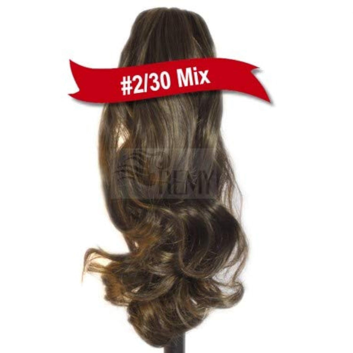 RemyHaar.eu - 30 cm hair piece ponytail hair extension voluminous wavy - 30 cm 12 inches (100 g clip), 2/30 # (dark brown mix)