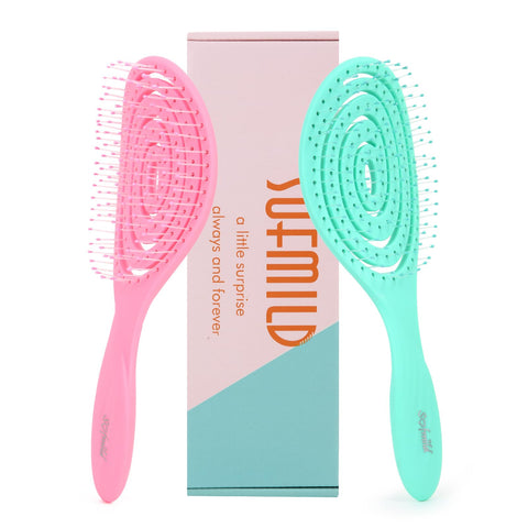 Hair Brush, 2 Pcs Detangling Brush 100% Bio-Friendly Detangler Brush with Soft Bristles for Curly, Straight, Black Natural, Women, Men, Kids Wet and Dry Hair, Glide Through Tangles Knots with Ease