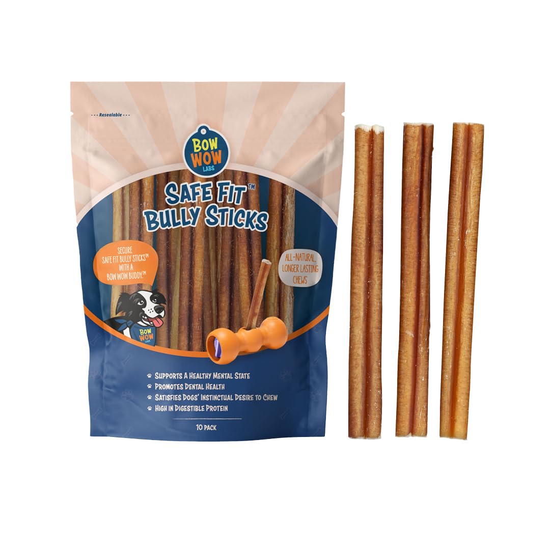 Bow Wow Labs 12" Safe Fit 100% Beef Bully Sticks - 10 Pack (Jumbo)