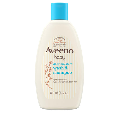 Aveeno Baby Gentle Wash & Shampoo with Natural Oat Extract, Tear-Free &, Lightly Scented, 8 fl. oz (Pack of 2)