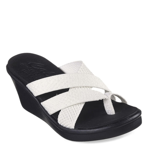 Skechers Women's Rumble ON-Heat Maze Wedge Sandal, White, 10