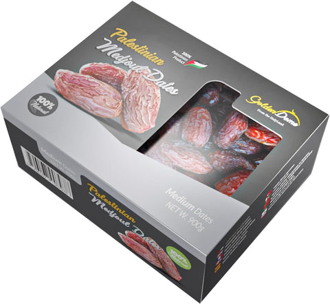 Golden Dome Delicious and Juicy Medium Medjool Dates - All Natural, No Added Sugar, Free from Additives, Sustainably Grown and Hand-Picked Palestinian Dates (900g)