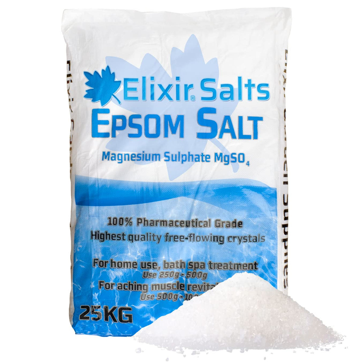 Elixir Gardens Epsom Salt (Pharmaceutical Grade) | Various Qty Available (from 300g - 25kg) | Supplied in Bag (25kg)