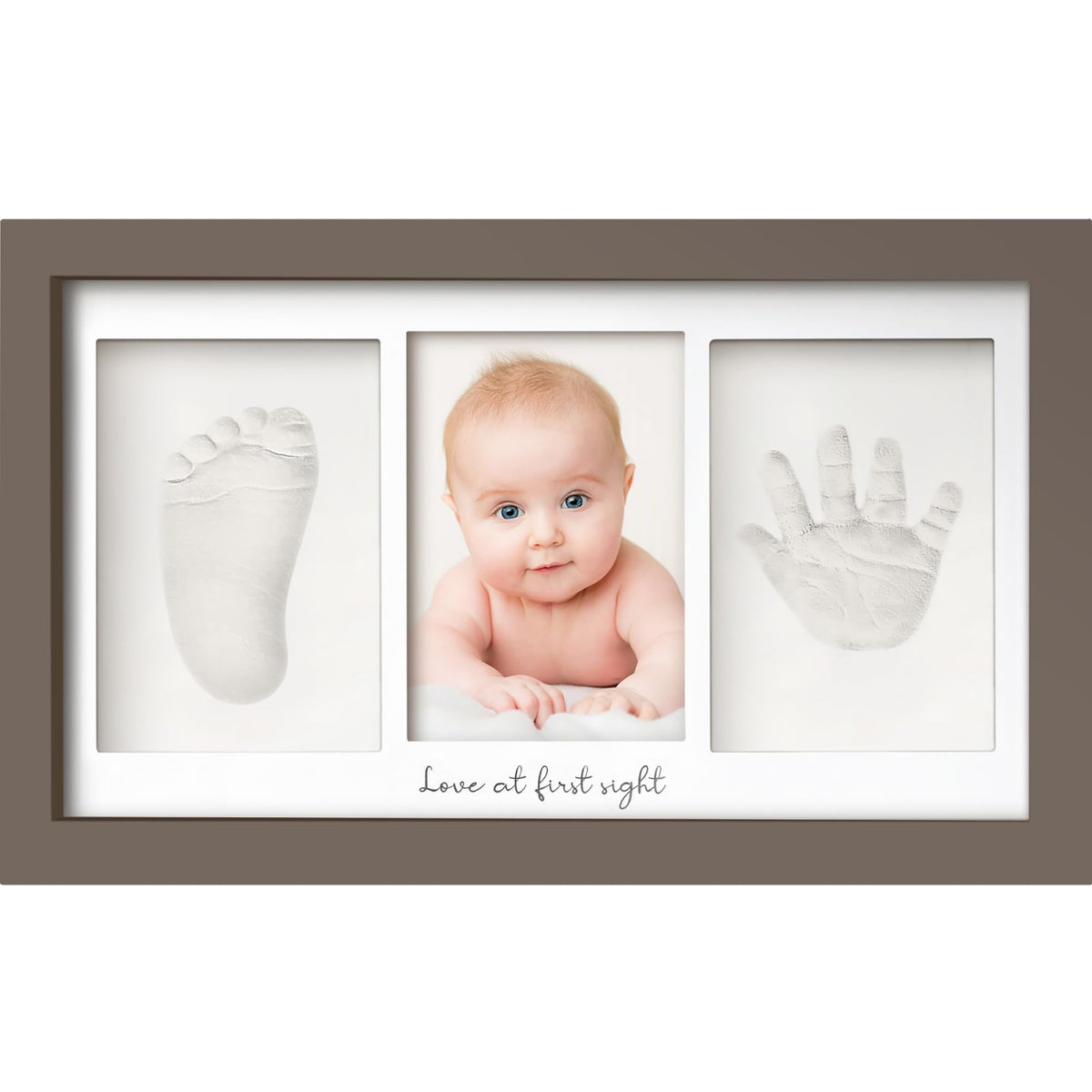Baby Hand and Footprint Kit - Baby Photo Frame for Newborn - Baby Footprint Kit & Handprint Kit - Newborn Baby Gifts & Keepsakes - Infant Baby Gift - Baby Shower Gifts for Boys, Girls (Taupe)