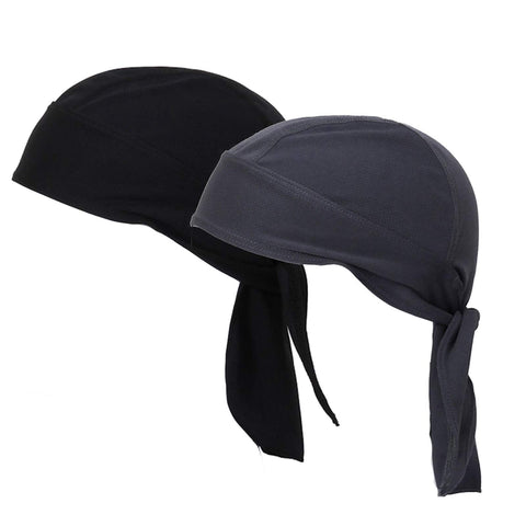 TOPLOR Sweat Wicking Beanie Cap Hat Skull Cap Pirate Hat Bandana Head Wrap for Men and Women (2 Pack/Set 2)