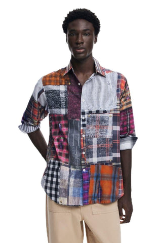 Desigual Men's Man Woven Shirt Long Sleeve T, red, S