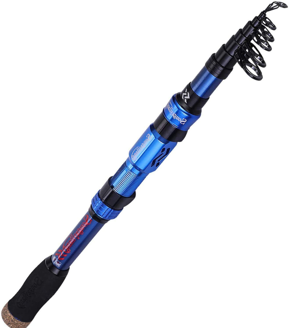 Sougayilang Telescopic Fishing Rod - 24 Tonne Carbon Fiber CNC Machined Reel Holder Comfortable EVA Handle Travel Fishing Rod for Trout Fishing Blue 3.0M