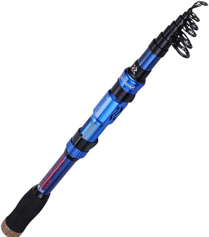 Sougayilang Telescopic Fishing Rod - 24 Tonne Carbon Fiber CNC Machined Reel Holder Comfortable EVA Handle Travel Fishing Rod for Trout Fishing Blue 3.0M