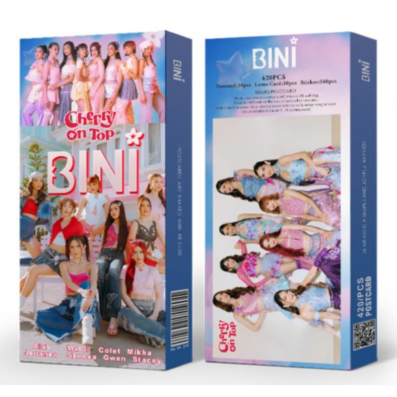BINI Star Blessing Card Sticker LOMO Small Card Birthday Greeting Card 420pcs Audio Sharing Postcards (64210-BINI)