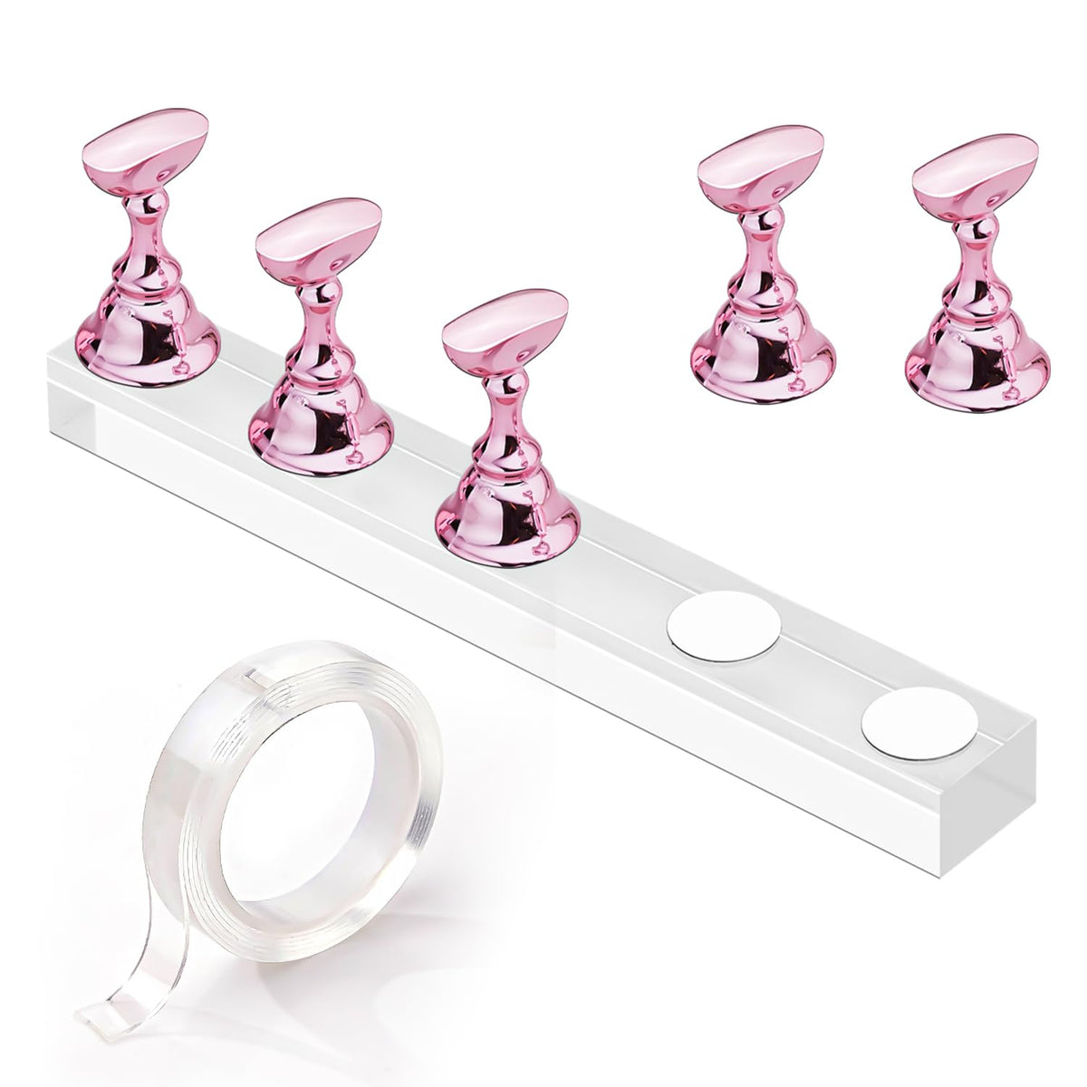 Makartt Nail Stand: Press On Nails Stand Display Practice Art Magnetic Fake Nail Holder for Painting Nails Stand for False Nail Designs with Double-sided Tape for Home DIY Beginner Salon Supplies