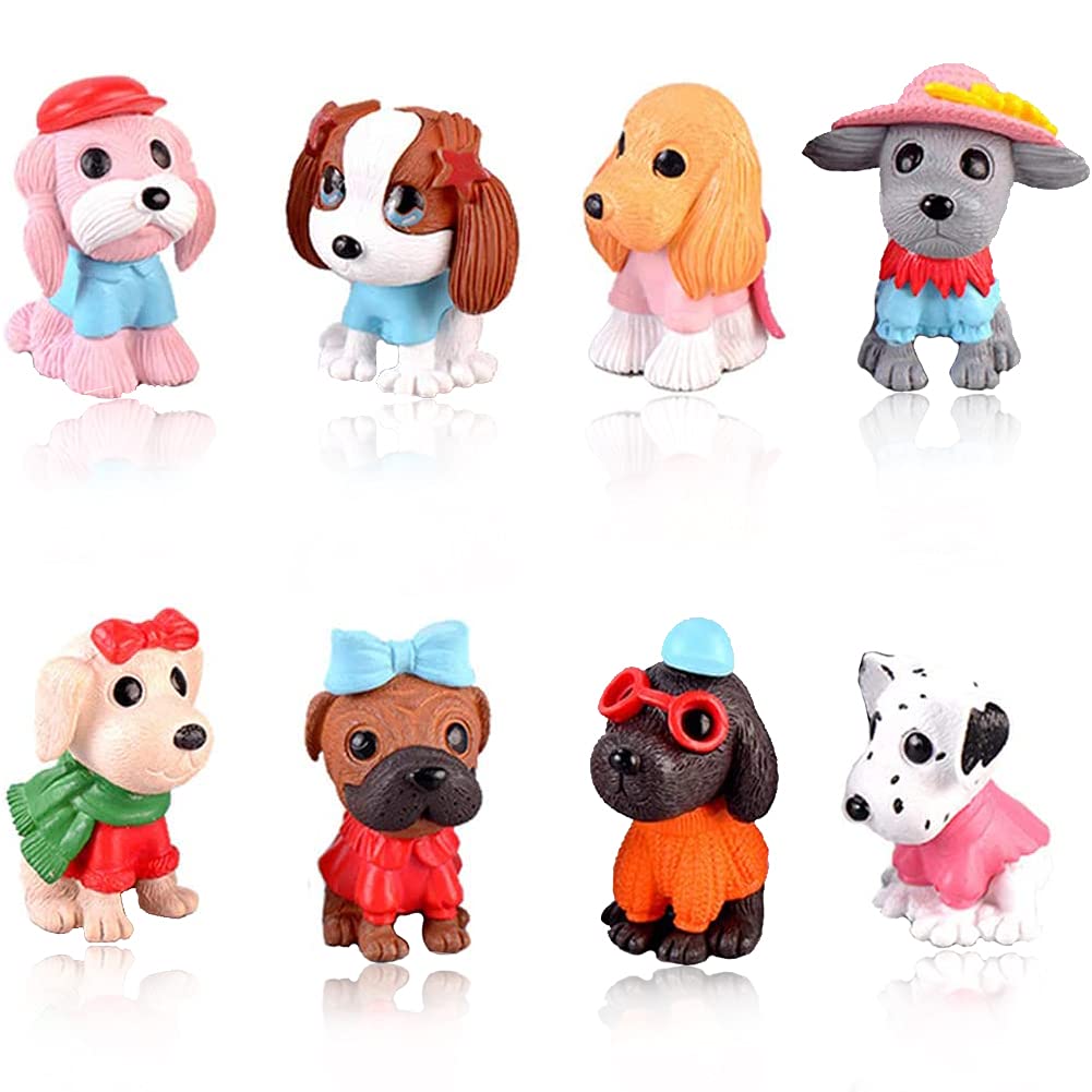 Morofme 8pcs Dog Cake Topper, Puppy Cake Topper Cupcake Topper, Mini Dog Puppy Figurines Toy, Dog Cake Decorations for Kids Birthday Baby Shower Dog Animal Theme Party Supplies