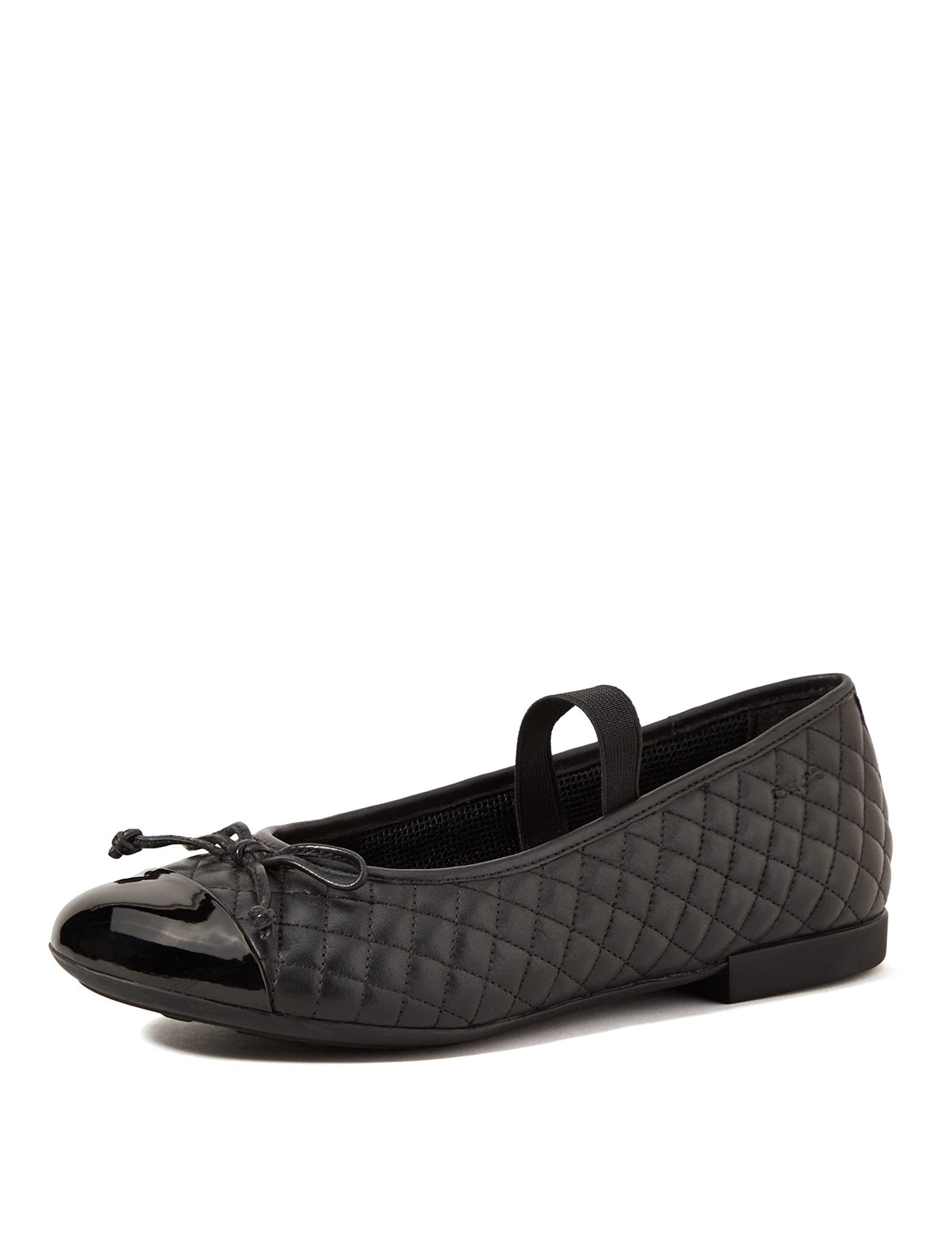 Geox Girl's Plie 49 Quilted Leather Slip-On Ballet Flat Mary Jane, Black, 30 Medium EU Little Kid (12 US)