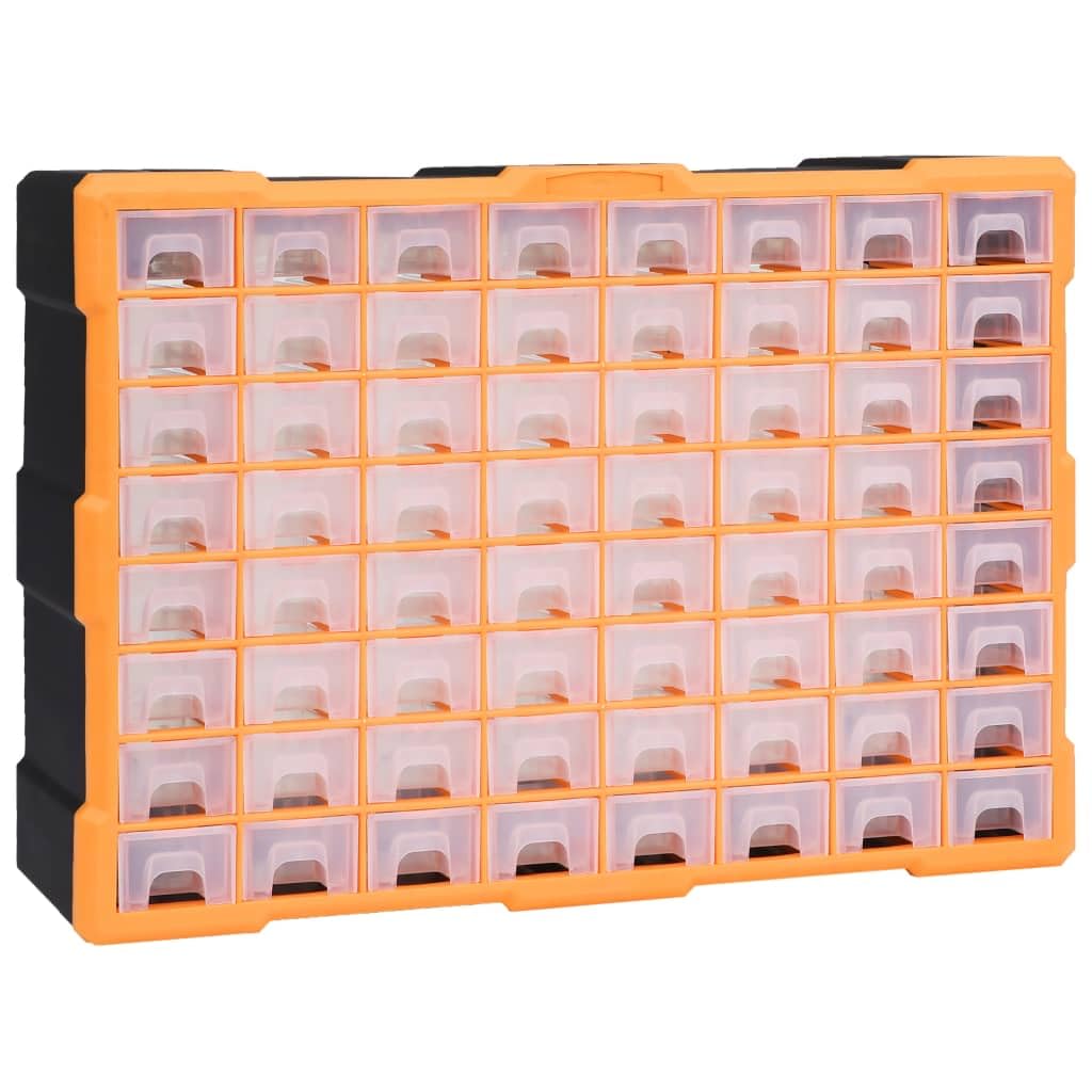 vidaXL Multi-Drawer Organiser - Impact-Resistant, See-through Drawers, Versatile 64-Drawer Tool Storage Unit, Storage Solution for Hand Tools & Small Parts, Suitable for Wall Mounting, No Assembly...