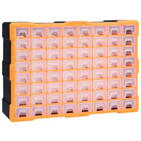 vidaXL Multi-Drawer Organiser - Impact-Resistant, See-through Drawers, Versatile 64-Drawer Tool Storage Unit, Storage Solution for Hand Tools & Small Parts, Suitable for Wall Mounting, No Assembly...