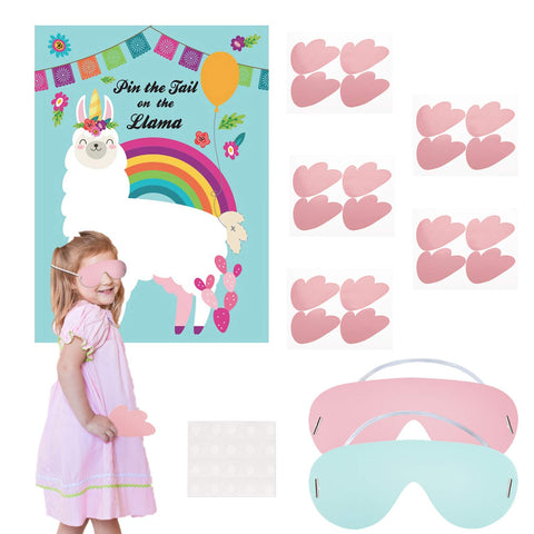 Konsait Mexican Party Supplies Pin The Tail on The Llama Game Poster Alpaca Gifts for Boys Girls Kids Llama Party Game Mexican Fiesta Birthday Party Favor Supplies Decoration