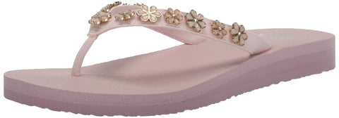 Skechers Women's Meditation-Daisy Crush Flip-Flop, Light Pink, 9