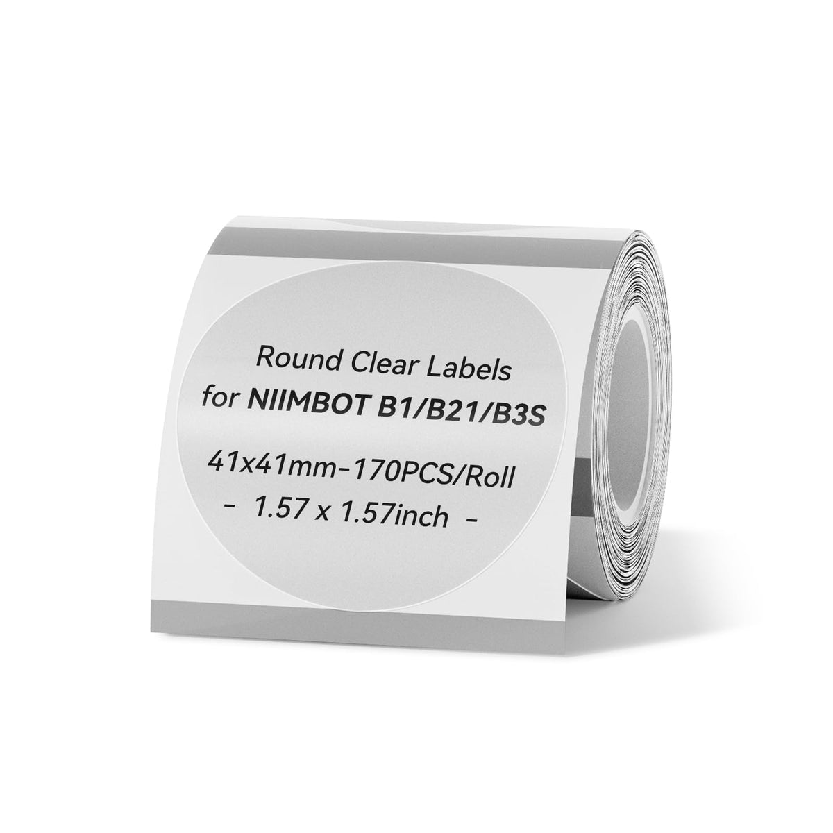 NIIMBOT Labels for B1/B21/B3S/K3 Label Printer, Thermal Labels 1.57'' x 1.57''(40x40mm), Waterproof, Oil-Proof Sticker Labels, 1 Roll of 170 Sticker Labels (Round Clear)