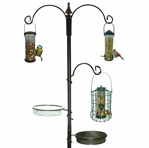 Unibos Wild bird feeding station garden hanging water bath table seed tray feeder hooks