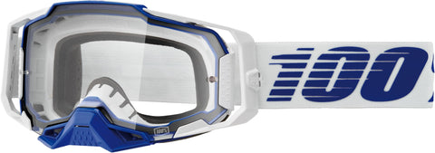 100-Percent Armega Goggles Blue/Clear Lens OSFM White Blue/Clear Lens