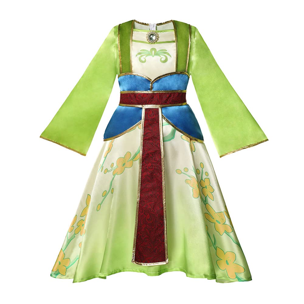 Lengender Princess Mulan Dress Child Girl Costume (Dress C, 130)
