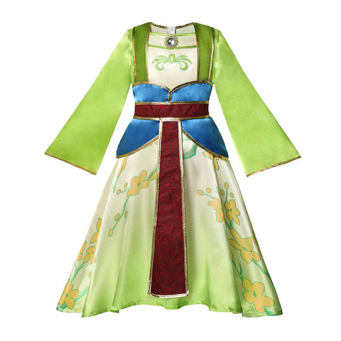 Lengender Princess Mulan Dress Child Girl Costume (Dress C, 130)