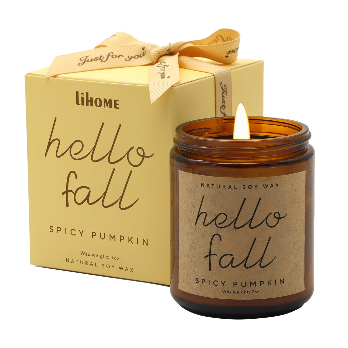 Fall Decorations for Home - Fall Candles, Fall Gifts for Women, Natural Soy Wax Spicy Pumpkin Scented Candles