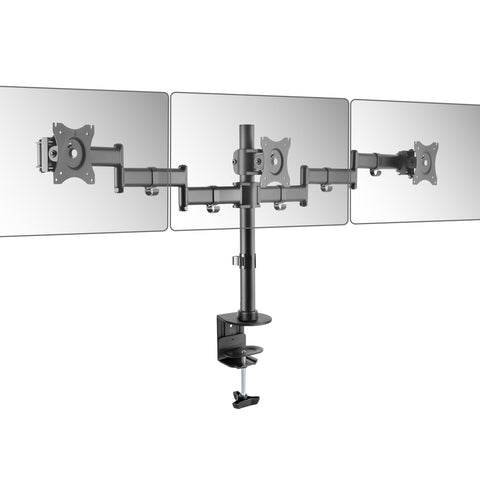 RICOO Monitor Stand Tilt TS5911 Swivel 13-27 Inch VESA 75x75 100x100 Triple Arm Mounting System LED LCD Screen Desk Mount Black