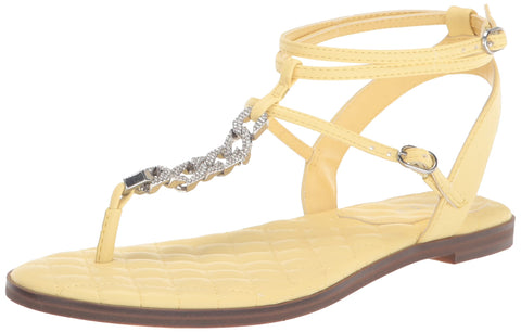 Guess Women's BRIGHTI Flat Sandal, Yellow, 6.5