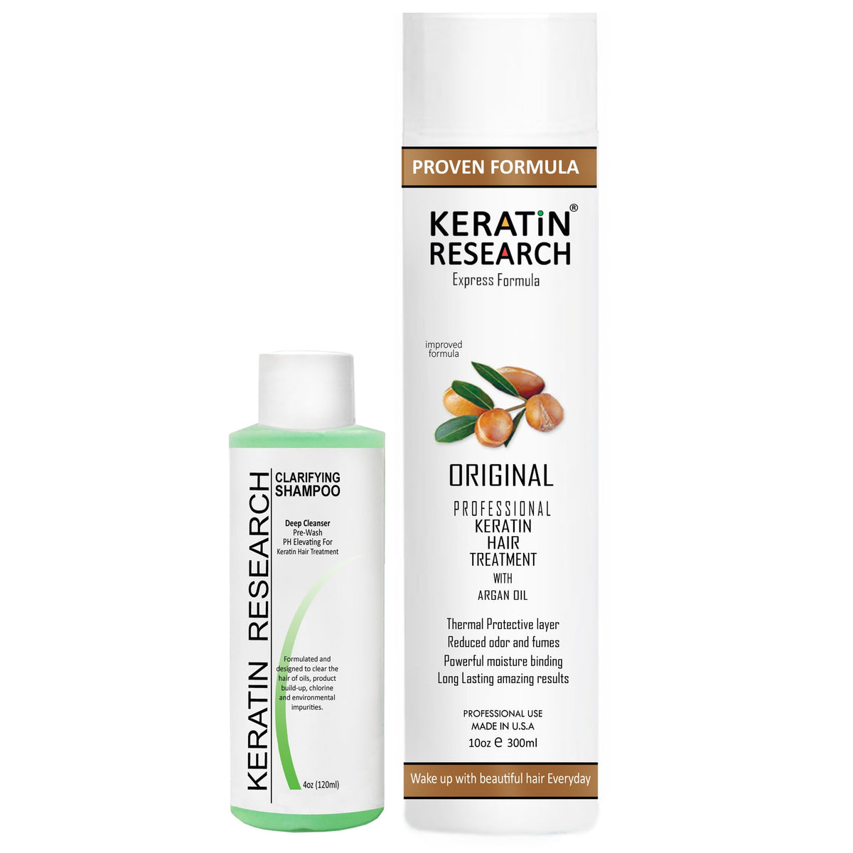 KERATIN RESEARCH Brazilian Keratin Hair Treatment Straightening Complex Blowout LONG Lasting Organic Natural Results with Argan Oil Keratina Brasilera (10oz+4)