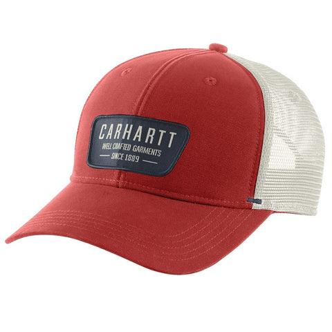 Carhartt Men's Canvas Mesh-Back Crafted Patch Cap, Chili Pepper, OFA