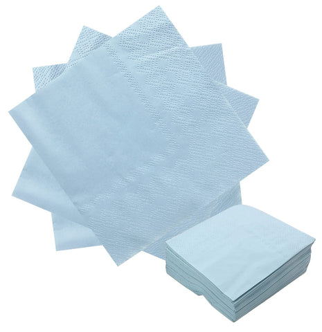50 Pieces 3-ply Light Blue Napkins Disposable Folded 5 x 5 Inches Cocktail Napkins Paper Napkins for Dinner Wedding Birthday Party Dessert Napkins